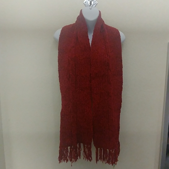 Betmar Red Chenille Scarf - Picture 2 of 7